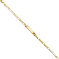 14K Yellow Gold Medical Alert Bracelet with Red Enamel Off-Center Charm on Figaro Link Chain - 7" Length by Oro Pregiato