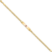 14K Yellow Gold Medical Alert Cuban Link Bracelet with Red Enamel Charm - 8" Length by Oro Pregiato