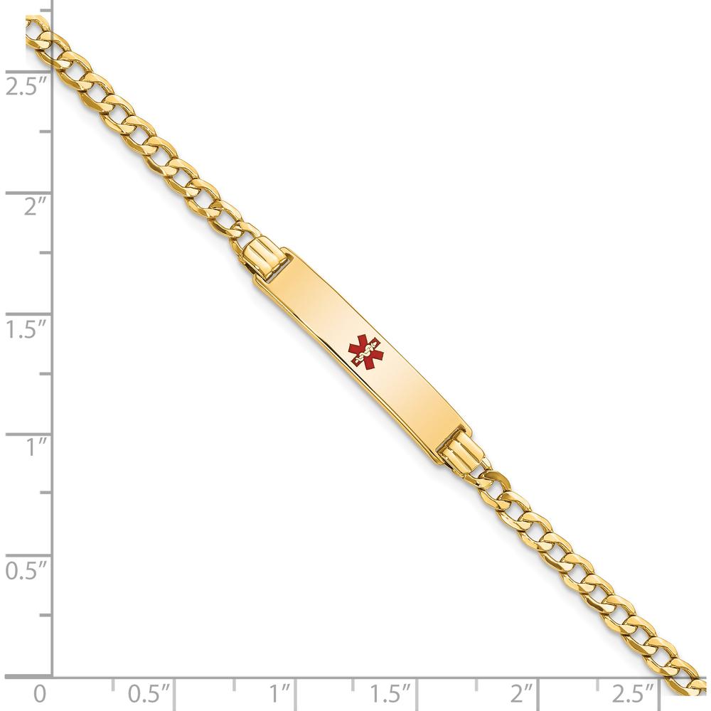 14K Yellow Gold Medical Alert Cuban Link Bracelet with Red Enamel Charm - 8" Length by Oro Pregiato