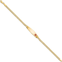 14K Yellow Gold Medical Alert Cuban Link Bracelet with Red Enamel Cross - 8" by Oro Pregiato