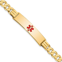 14K Yellow Gold Medical Alert Curb Link Bracelet with Red Enamel Symbol - 8" Length by Oro Pregiato
