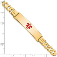 14K Yellow Gold Medical Alert Curb Link Bracelet with Red Enamel Symbol - 8" Length by Oro Pregiato