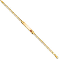 14K Yellow Gold Medical ID Bracelet with Red Enamel Anchor Link - 6" Baby/Child Bracelet by Oro Pregiato