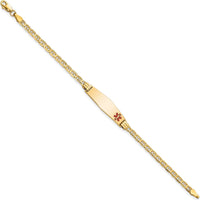 14K Yellow Gold Medical ID Bracelet with Red Enamel Anchor Link - 6" for Children by Oro Pregiato