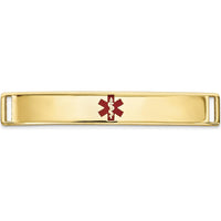 14K Yellow Gold Medical ID Plate with Red Epoxy Enamel - 36.5mm x 6.5mm by Oro Pregiato