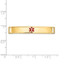 14K Yellow Gold Medical ID Plate with Red Epoxy Enamel - 36.5mm x 6.5mm by Oro Pregiato