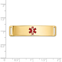 14K Yellow Gold Medical ID Plate with Red Epoxy Enamel - 39mm x 10mm by Oro Pregiato
