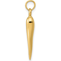 14K Yellow Gold Medium 3D Italian Horn Pendant - Symbol of Protection by Oro Pregiato