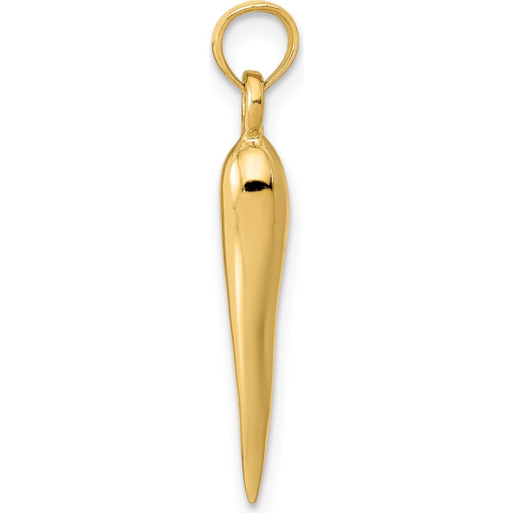 14K Yellow Gold Medium 3D Italian Horn Pendant - Symbol of Protection by Oro Pregiato