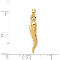 14K Yellow Gold Medium 3D Italian Horn Pendant - Symbol of Protection by Oro Pregiato