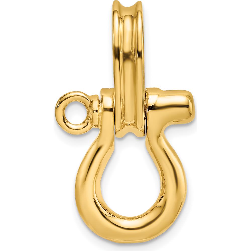 14K Yellow Gold Medium 3D Shackle Link Pendant Charm with Polished Finish by Oro Pregiato