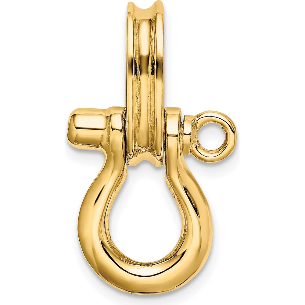 14K Yellow Gold Medium 3D Shackle Link Pendant Charm with Polished Finish by Oro Pregiato