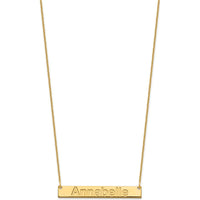 14K Yellow Gold Medium Arial Rounded Bar Necklace - Polished Finish, Engravable Pendant - 18" Cable Chain by Oro Pregiato