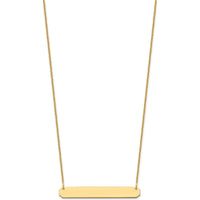 14K Yellow Gold Medium Blank Bar Necklace with Cable Chain - Personalized Engravable Pendant by Oro Pregiato