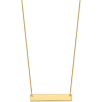14K Yellow Gold Medium Blank Bar Necklace with Engravable Pendant - 18" Cable Chain by Oro Pregiato