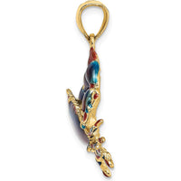 14K Yellow Gold Medium Blue Enamel Stone Crab Charm - 29.5mm Length by Oro Pregiato