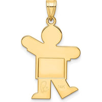 14K Yellow Gold Medium Boy Engravable Kiss Charm - 35mm Length by Oro Pregiato