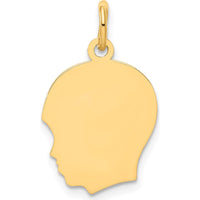 14K Yellow Gold Medium Boy Head Charm with Polished Finish - 22mm Length by Oro Pregiato