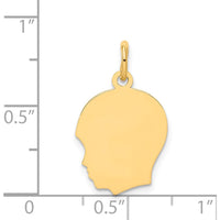 14K Yellow Gold Medium Boy Head Charm with Polished Finish - 22mm Length by Oro Pregiato