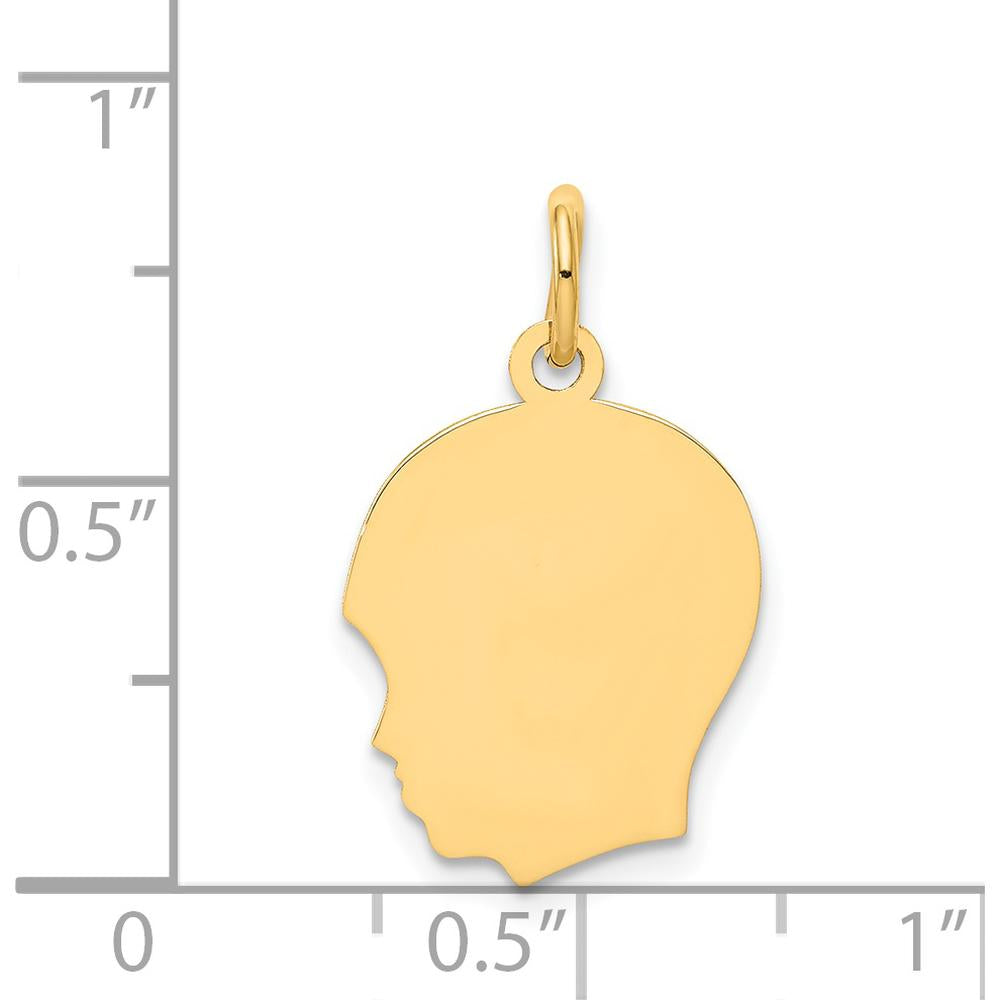 14K Yellow Gold Medium Boy Head Charm with Polished Finish - 22mm Length by Oro Pregiato