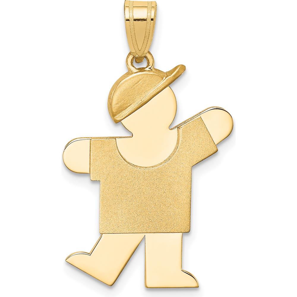 14K Yellow Gold Medium Boy with Hat Engravable Charm - 30mm Length by Oro Pregiato