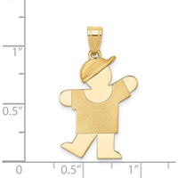 14K Yellow Gold Medium Boy with Hat Engravable Charm - 30mm Length by Oro Pregiato