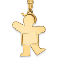 14K Yellow Gold Medium Boy with Hat Engravable Charm - 30mm Length by Oro Pregiato