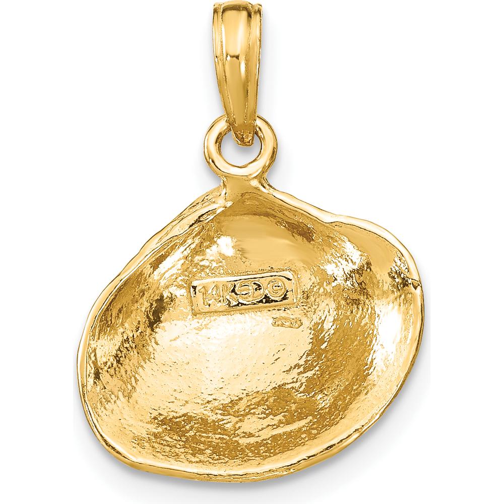 14K Yellow Gold Medium Clam Shell Pendant - Textured Polished Design by Oro Pregiato