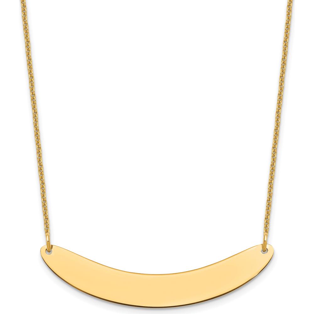14K Yellow Gold Medium Curved Bar Necklace - Polished Finish, 18-Inch Cable Chain by Oro Pregiato