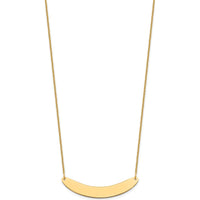 14K Yellow Gold Medium Curved Bar Necklace - Polished Finish, 18-Inch Cable Chain by Oro Pregiato