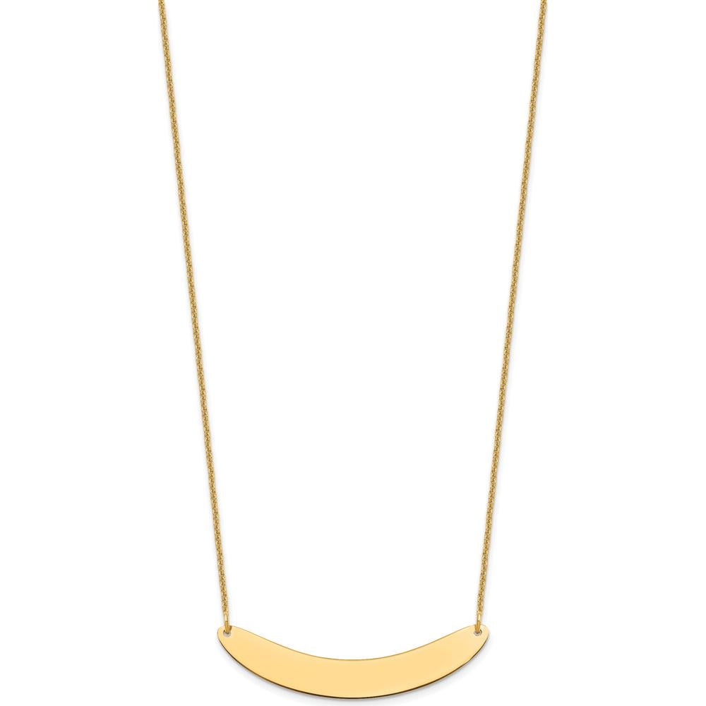 14K Yellow Gold Medium Curved Bar Necklace - Polished Finish, 18-Inch Cable Chain by Oro Pregiato