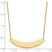 14K Yellow Gold Medium Curved Bar Necklace - Polished Finish, 18-Inch Cable Chain by Oro Pregiato