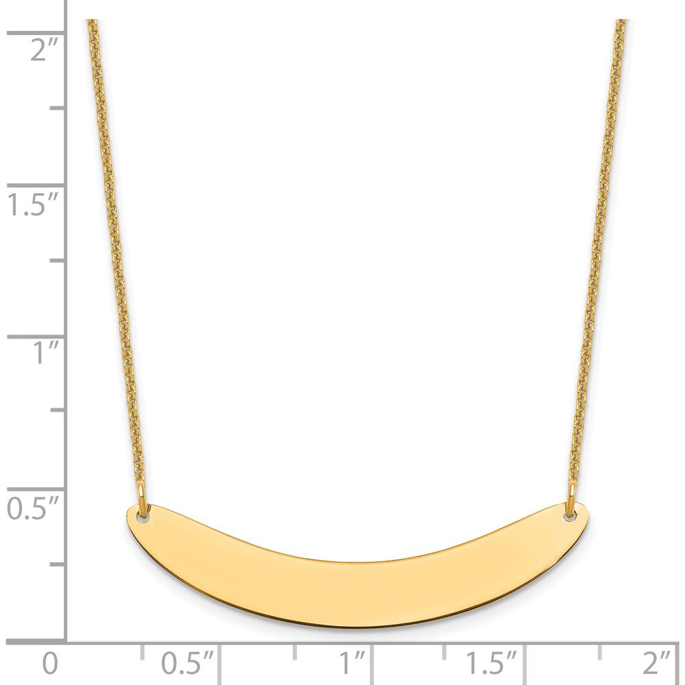 14K Yellow Gold Medium Curved Bar Necklace - Polished Finish, 18-Inch Cable Chain by Oro Pregiato