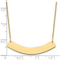 14K Yellow Gold Medium Curved Blank Bar Necklace - 18" Cable Chain by Oro Pregiato
