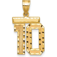 14K Yellow Gold Medium Diamond-Cut Number 10 Pendant Charm by Oro Pregiato
