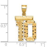 14K Yellow Gold Medium Diamond-Cut Number 10 Pendant Charm by Oro Pregiato