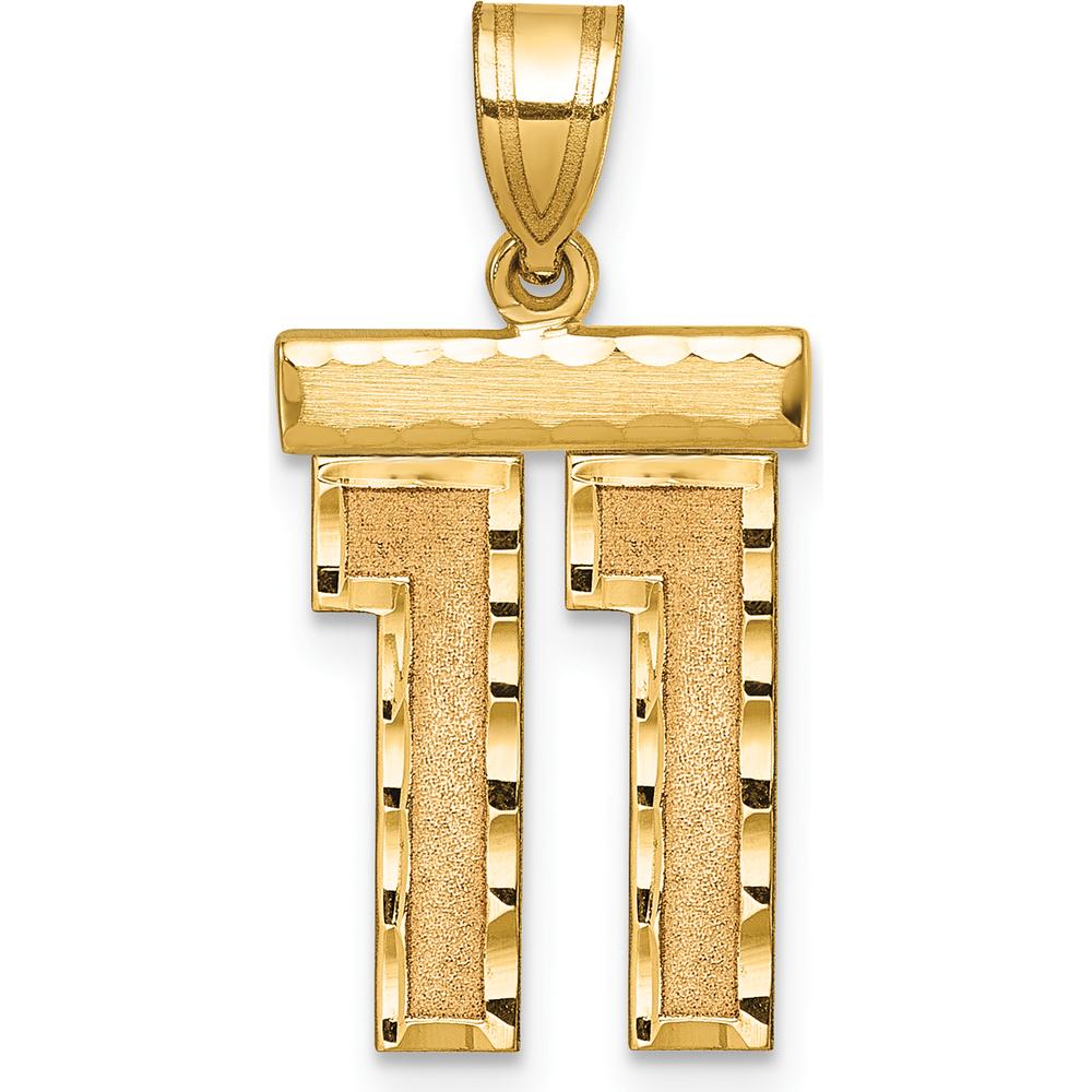 14K Yellow Gold Medium Diamond-Cut Number 11 Pendant Charm by Oro Pregiato