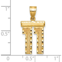 14K Yellow Gold Medium Diamond-Cut Number 11 Pendant Charm by Oro Pregiato