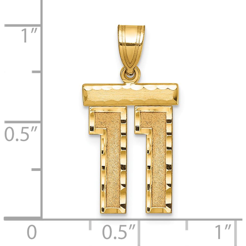 14K Yellow Gold Medium Diamond-Cut Number 11 Pendant Charm by Oro Pregiato