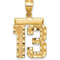 14K Yellow Gold Medium Diamond-Cut Number 13 Pendant Charm by Oro Pregiato