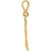 14K Yellow Gold Medium Diamond-Cut Number 13 Pendant Charm by Oro Pregiato