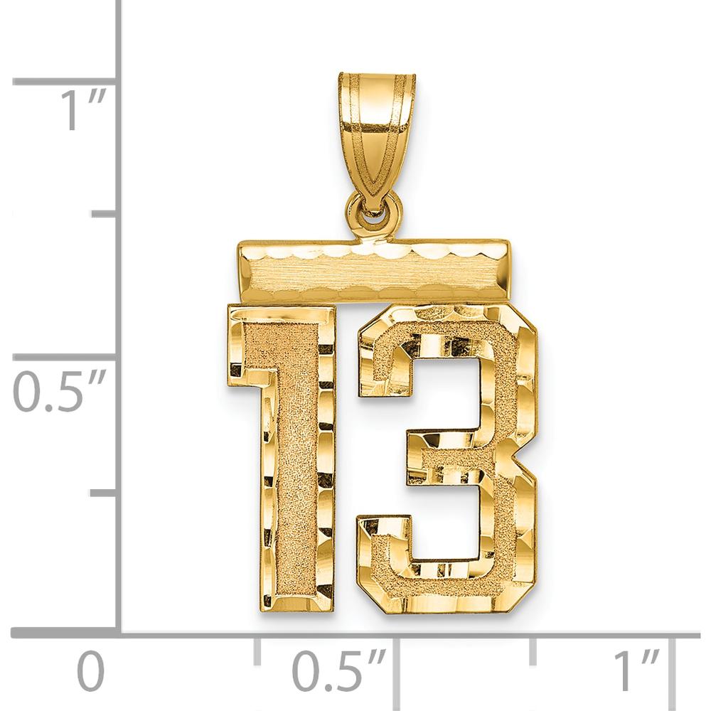 14K Yellow Gold Medium Diamond-Cut Number 13 Pendant Charm by Oro Pregiato