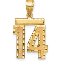 14K Yellow Gold Medium Diamond-Cut Number 14 Pendant Charm by Oro Pregiato
