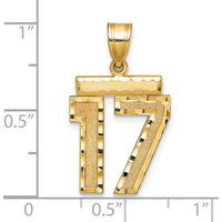 14K Yellow Gold Medium Diamond-Cut Number 17 Pendant Charm by Oro Pregiato