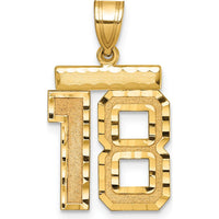 14K Yellow Gold Medium Diamond-Cut Number 18 Pendant Charm by Oro Pregiato