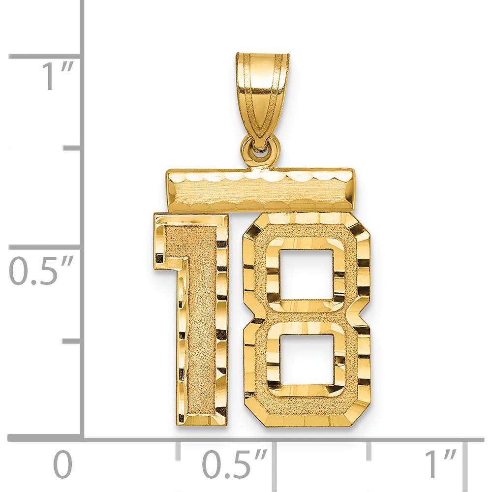 14K Yellow Gold Medium Diamond-Cut Number 18 Pendant Charm by Oro Pregiato