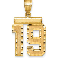 14K Yellow Gold Medium Diamond-Cut Number 19 Pendant Charm by Oro Pregiato