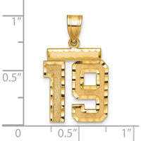 14K Yellow Gold Medium Diamond-Cut Number 19 Pendant Charm by Oro Pregiato
