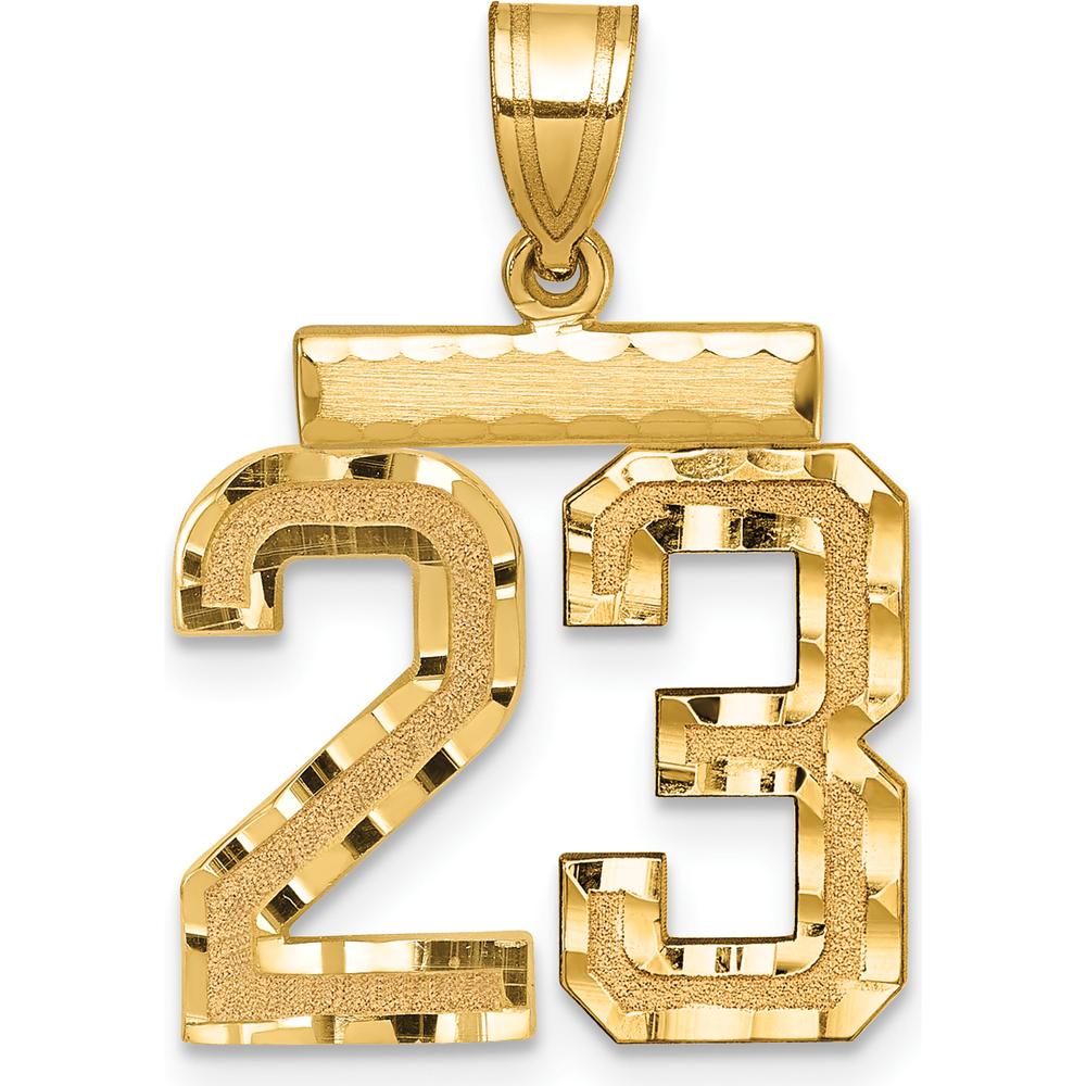 14K Yellow Gold Medium Diamond-Cut Number 23 Charm - Polished Finish by Oro Pregiato