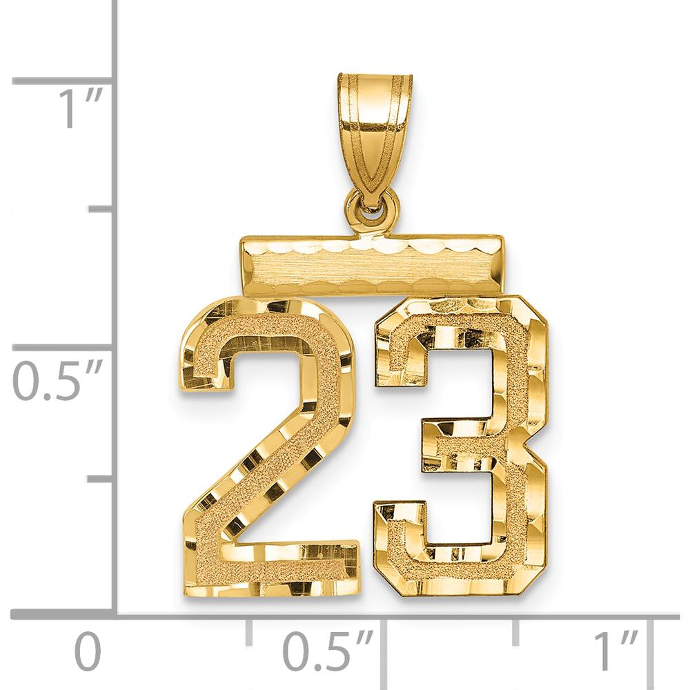 14K Yellow Gold Medium Diamond-Cut Number 23 Charm - Polished Finish by Oro Pregiato